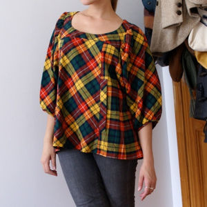 Built by Wendy Plaid Tartan Swing Top Blouse Shirt